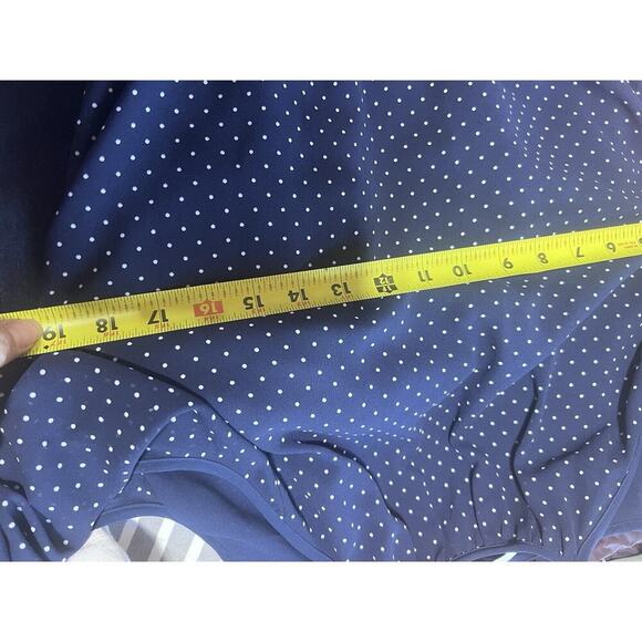 MICHAEL KORS DRESS BLUE WHITE POLKA DOTS LONG SLEEVES RUCHED TIMELESS PREPPY S - Picture 9 of 12